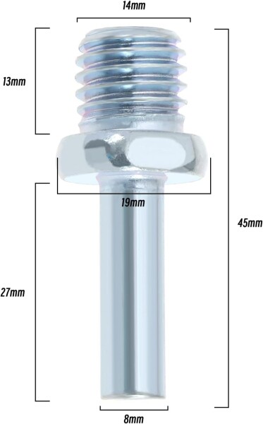 Adapter M14 für Bohrmaschine 8 mm Schaft Bohrfutter für Stützteller