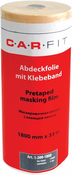 Abdeckfolie mit Abklebeband 1800 mm x 33 m Masker Malerfolie Rolle