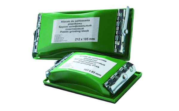 Handschleifblock grün, Plastik mit Klemmen 212 mm  x 105 mm